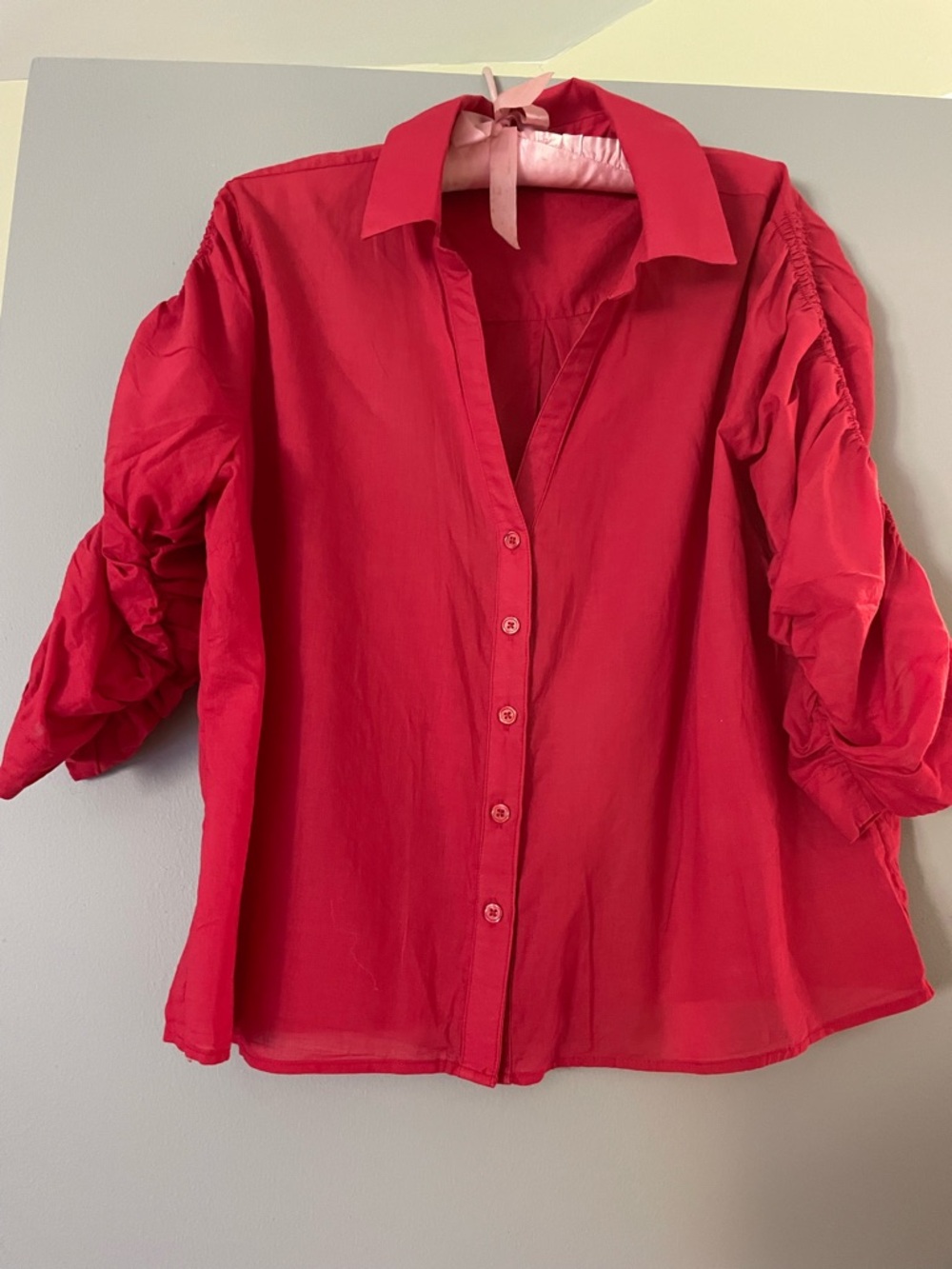 Boston Proper Vibrant Red Button Down Shirt